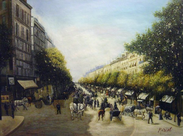 The Boulevad des Italiens, Paris. The painting by Edmond-Georges Grandjean