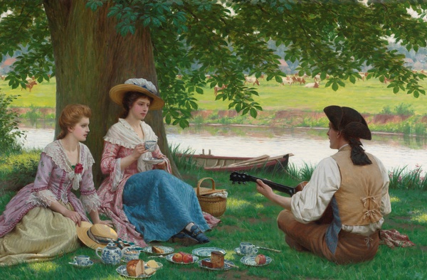 A Picnic Party. The painting by Edmund Blair Leighton