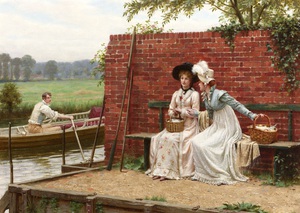 Edmund Blair Leighton, Fruit And Flowers, Painting on canvas