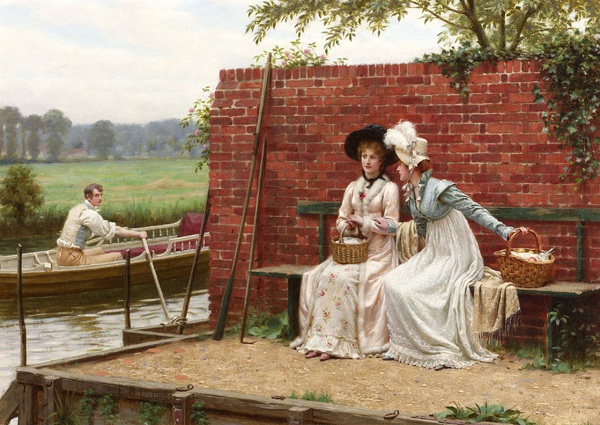 Fruit And Flowers. The painting by Edmund Blair Leighton