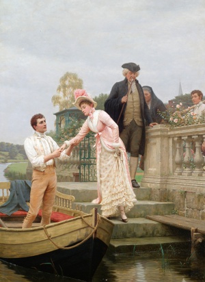 Edmund Blair Leighton, Lay the Sweet Hand in Mine and Trust in Me, Painting on canvas