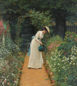 Edmund Blair Leighton, My Lady's Garden, Art Reproduction