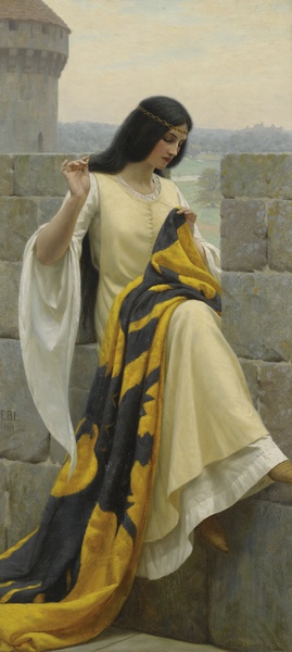 Reproduction oil paintings - Edmund Blair Leighton - Stitching the Standard, the Lady Prepares for a Knight to go to War