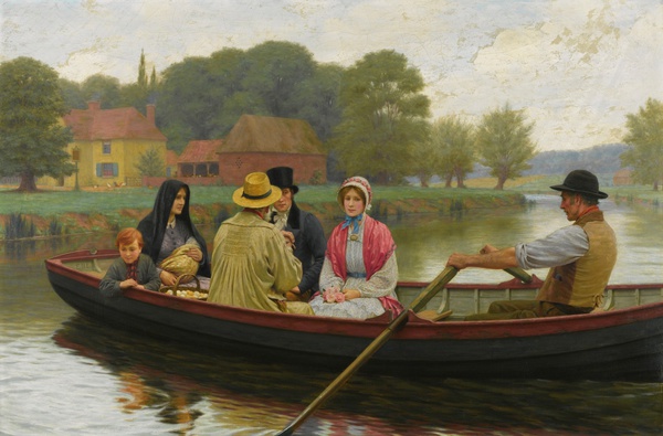 The Ferry. The painting by Edmund Blair Leighton
