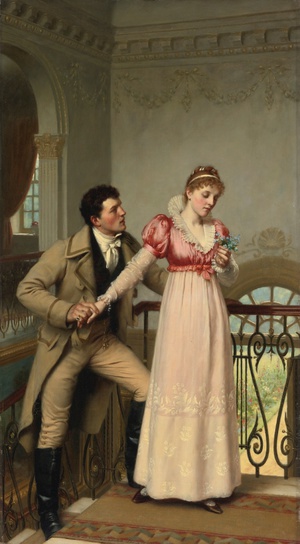 Edmund Blair Leighton, Yes or No?, Painting on canvas