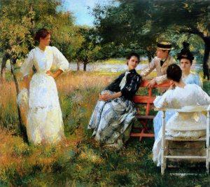 Edmund Charles Tarbell, In the Orchard, Painting on canvas