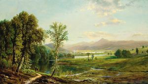 Edmund Darch Lewis, A Stroll by the Lake, Painting on canvas