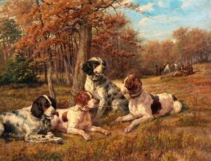 Edmund Henry Osthaus, A Group of Setters at Rest, 1903, Painting on canvas