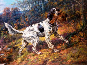 English Setter with Grouse, Edmund Henry Osthaus, Art Paintings