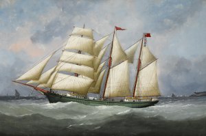 Famous paintings of Ships: Kaleda off Le Havre, 1884