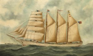 Reproduction oil paintings - Edouard Adam - The Barquentine Herdis of the American Star Line, 1919