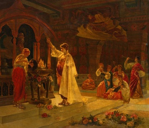 Edouard Frederic Wilhelm Richter, Vestal Virgins, Painting on canvas