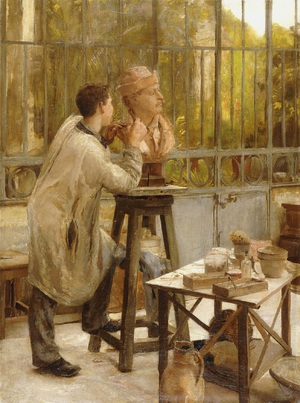 Edouard Joseph Dantan, L'Atelier du Sculpteur , Painting on canvas