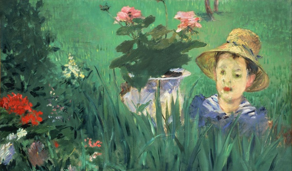 Boy in Flowers (Jacques Hoschede). The painting by Edouard Manet