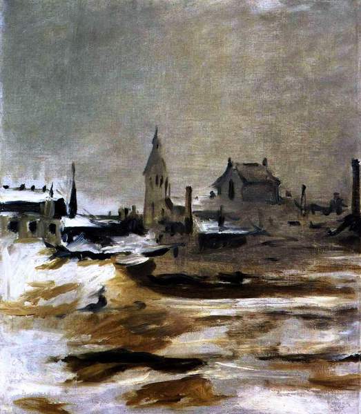 Effect of Snow at Petit-Montrouge. The painting by Edouard Manet