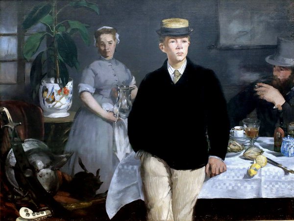 Luncheon in the Studio. The painting by Edouard Manet