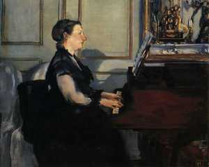 Famous paintings of Musicians: Madame Manet at the Piano