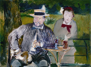Edouard Manet, Portrait d'Ernest Hoschedé et sa fille Marthe, Painting on canvas