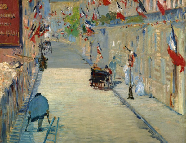 The Rue Mosnier with Flags. The painting by Edouard Manet
