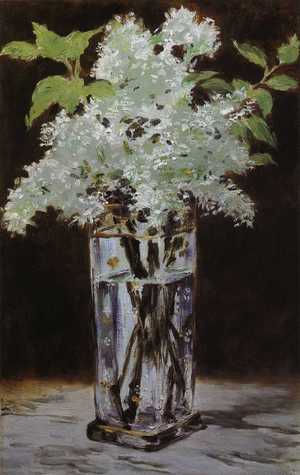 Edouard Manet, White Lilacs in a Crystal Vase (Lilas blancs dans un vase de cristal), Painting on canvas