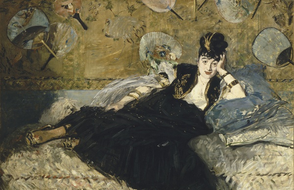 Woman with Fans. The painting by Edouard Manet