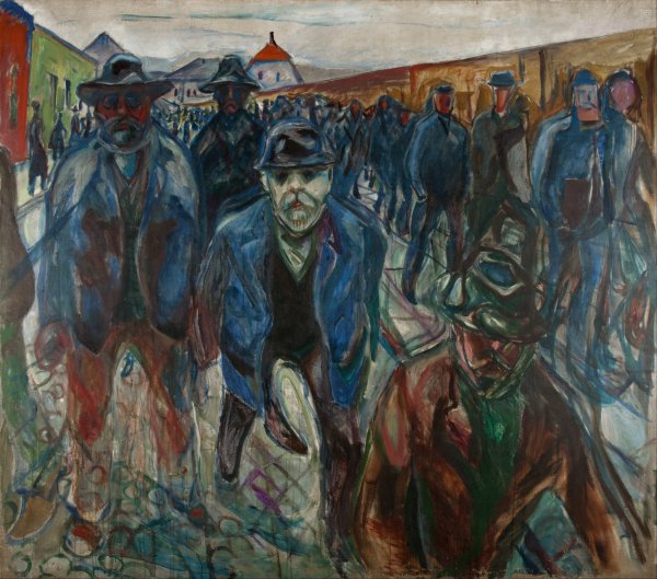 Workers on Their Way Home, 1914. The painting by Edvard Munch