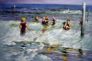 Edward Henry Potthast, Bathing In The Surf, Painting on canvas