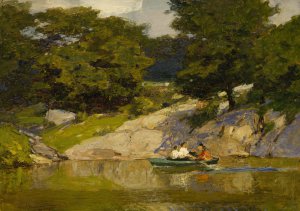 Edward Henry Potthast, Boating in Central Park , Painting on canvas