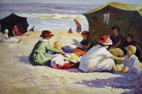 Day At The Seashore. The painting by Edward Henry Potthast