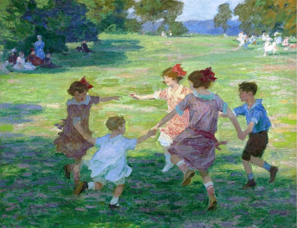 Playing Ring Around the Rosie. The painting by Edward Henry Potthast