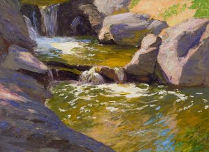 Edward Henry Potthast, The Waterfall, Painting on canvas