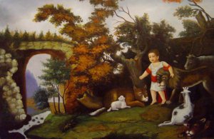 Reproduction oil paintings - Edward Hicks - The Peaceable Kingdom Of The Branch