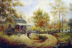 Reproduction oil paintings - Edward Lamson Henry - An October Day At The Cragsmoor Post Office