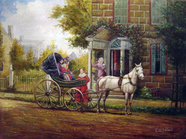 Stopping For A Chat. The painting by Edward Lamson Henry
