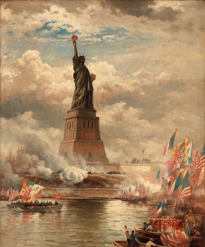Edward Moran, At the Unveiling of the Statue of Liberty , Painting on canvas