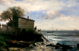 Edward Moran, Fisherman's Home, Painting on canvas