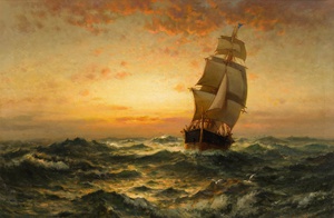 Edward Moran, Ship at Sea, Painting on canvas