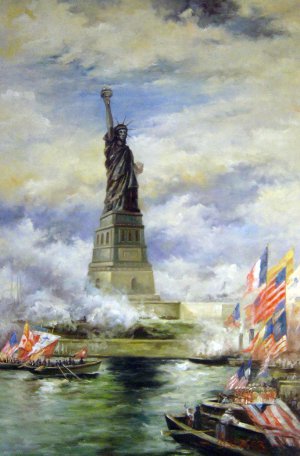 Edward Moran, Statue Of Liberty Enlightening The World, Painting on canvas