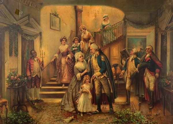 George Washington's Return to Mount Vernon. The painting by Edward Percy Moran