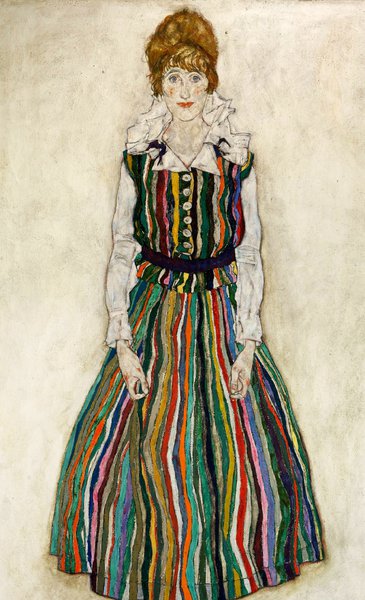 A Portrait of Edith, the Artist's Wife. The painting by Egon Schiele