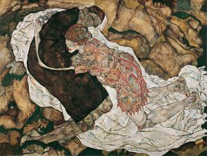 Egon Schiele, Death and the Maiden, Painting on canvas