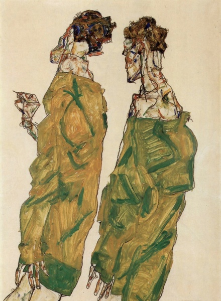 Devotion (Andacht). The painting by Egon Schiele