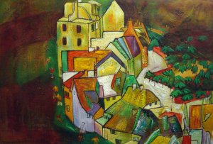 Egon Schiele, Edge Of Town (Krumau Town Crescent III), Painting on canvas