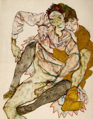 Egon Schiele, Egon and Edith Schiele: Seated Couple , Painting on canvas
