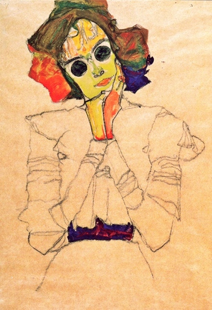 Egon Schiele, Girl with Sunglasses, Painting on canvas