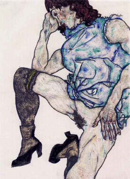 Kneeling Girl. The painting by Egon Schiele