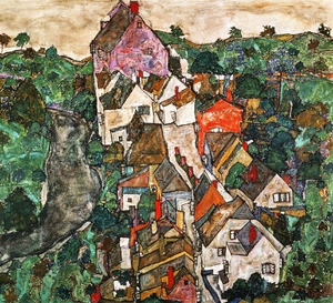 Egon Schiele, Krumau, Painting on canvas