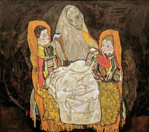 Egon Schiele, Mother with Two Children III, Painting on canvas