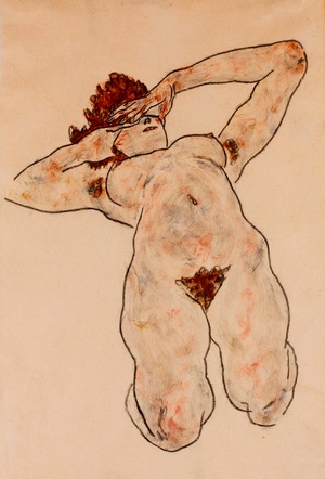 Egon Schiele, Nude (Akt), Painting on canvas