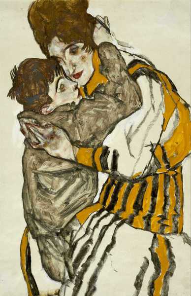 Schiele's Wife with Her Little Nephew. The painting by Egon Schiele